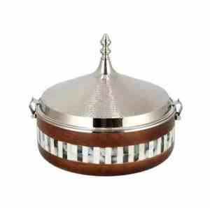 Plato para servir de acero inoxidable moderno y elegante, cazuela de cocina casera de vidrio duradera con estampado clásico, compatible con todos los gases - Product Image 4