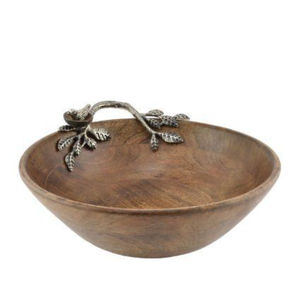 Creative Acacia Wood Serving Salad Fruit Bowl With Solid Pewter Accents New Elegance Salad Bowl for Wedding <b>Party</b> Use for Sale - Product Image 5