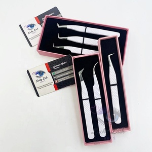 แหนบถอนขนตาปลอมทำจากสเตนเลสรูปตัว D แหนบถอนขนตาสีขาวติดคิ้วพร้อมฉลากส่วนตัว - Product Image 5