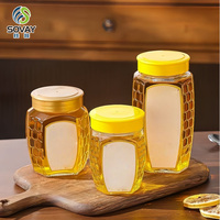 Ventes en gros de pots en verre octogonaux et hexagonaux pour confitures, cornichons en conserve, pots en verre à grande capacité pour le miel avec couvercles