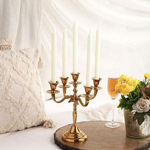 Décoration de table de mariage bougeoir en aluminium et métal fini or bougeoir à 5 bras meilleur prix candélabre décoratif pour la maison - Product Image 3