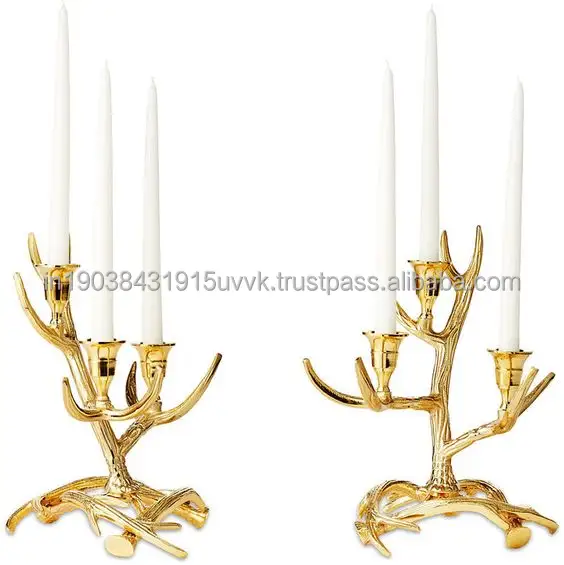 Chất liệu-nhôm mạ vàng ANTLER Candle Holders miễn phí đứng cơ sở chất lượng rất tốt chống trượt Premium Candle Holders