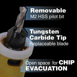 Nieuwkomers 1/2 "Carbide Tip En 3/16" M2 Hss <span class=keywords><strong>Pilot</strong></span> Bit Verzonken Met Instelbare Dieptestop - Product Image 4