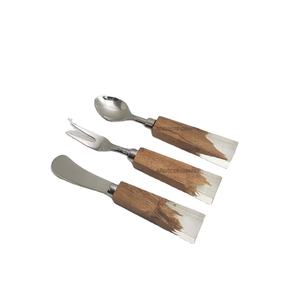 Juego de cuchillos para queso de acero inoxidable de estilo único, mango de resina y madera, mesa decorativa de alta calidad, cocina casera, restaurantes usados - Product Image 1