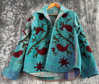 Chemise-veste en coton vintage Kantha Suzani faite à la main – Surchemise matelassée réversible bohème pour femmes