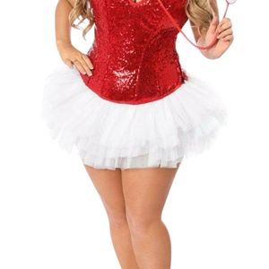 <b>Red</b> <b>Glitter</b> Front Zipper Corset Women Steel Boned Fashion Bustier Party Top with Shiny Finish - Product Image 4