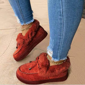 รองเท้าแตะสวมสบายบุขนสัตว์เทียมสำหรับฤดูหนาว ดีไซน์ทันสมัยแบบปิดนิ้วเท้า ขนกระต่าย วัสดุพื้นรองเท้า EVA ยาง สำหรับใช้งานกลางแจ้งในฤดูใบไม้ผลิ - Product Image 2