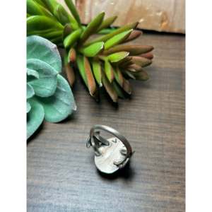Navajo-Made <b>Statement</b> Gemstone <b>Ring</b> Sonoran Mountain Turquoise & Sterling <b>Silver</b> Bezel Setting Everyday Wear Size 6.5 - Product Image 4
