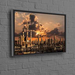 Elegant Masjid Nabawi Art Canvas, 1P-<b>Black</b> <b>Framed</b>, Sunrise Printed - Product Image 1