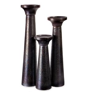 Large Metal Hammered <b>Candle</b> <b>Pillar</b> High Quality Home Decor Set of 3 <b>Black</b> Nickel <b>Candle</b> <b>Holder</b> - Product Image 4