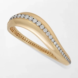 Undulating Wave Diamond Bracelet With 32 Round Lab Grown Diamonds 3.22 Carat GH-VS In 18K Yellow <b>Gold</b> For Jewellery Making - Product Image 3