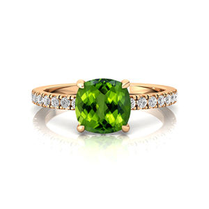 แหวนเพชรแท้พลอยเพอริโดสีเขียวธรรมชาติสำหรับงานหมั้น - Product Image 1