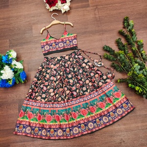 Shoryam Fashion Boutique, vêtements ethniques pour filles, ensemble Lehenga Choli entièrement cousu, imprimé numérique, longueur au sol, pour les fêtes et les mariages - Product Image 2