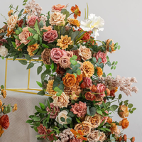 Décoration de mariage de luxe, centre de table floral, rose artificielle en soie, couleur champagne, corail, rose blush, couleurs d'automne, centre de table fleuri