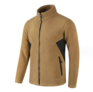 Venta al por mayor Sólido Beige Chaqueta de punto con cremallera y Polar de cuello alto Cálido Sudadera de invierno - Product Image 4