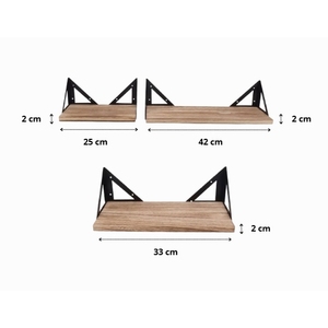 Juego Moderno de 3 Estantes Flotantes de Madera con Soportes de Hierro, Estantes de Pared para Ahorrar Espacio, Fácil Instalación en Casa u Oficina - Product Image 2
