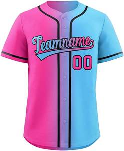 Joli maillot de baseball boutonné t-shirt de sport cousu ou imprimé lettre numéro grande taille personnalisé hommes femmes jeunesse - Product Image 3