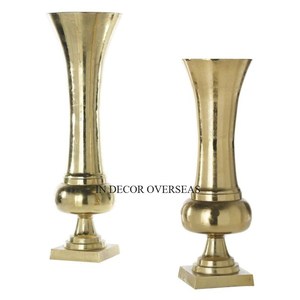 Taille personnalisée et logo disponible ensemble de 2 vase trompette plaqué or de haute qualité en métal de qualité supérieure accessoires de mariage - Product Image 1