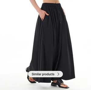 กระโปรงยาวสไตล์ลำลองของผู้หญิงญี่ปุ่นและเกาหลี, กระโปรงทรงหลวมและบางไซส์ใหญ่ผ้ายืดวัสดุเรยอนย้อมเรียบ - Product Image 1