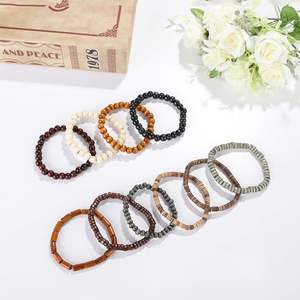 10 pièces Bracelet perlé en bois pour hommes tibétain bouddhiste méditation Mala prière perles Bracelet élastique Bracelet extensible ensemble pour hommes - Product Image 5