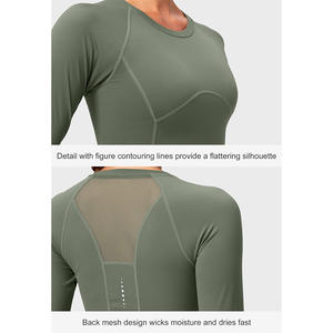 เสื้อครอปโยคะสั้นสำหรับผู้หญิงผ้าระบายอากาศได้ดีดีไซน์ตามต้องการและมีตัวเลือกโลโก้และสียี่ห้อแบบบริการเต็มรูปแบบ - Product Image 3