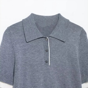 Top qualité décontracté plaine polos pour femmes personnalisé été élégant femmes chemise nouveau col montant coton polos - Product Image 3