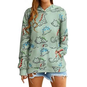 La mejor venta de mujeres 100% algodón manga larga cuello redondo hombro pendiente impreso cómodo pulóver Sudadera CON CAPUCHA DE Bangladesh - Product Image 1
