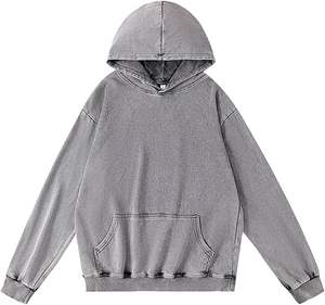 Sweat à capuche surdimensionné lavé à l'acide pour femmes Streetwear pull décontracté à capuche coton lourd coupe ample Vintage sweat - Product Image 2