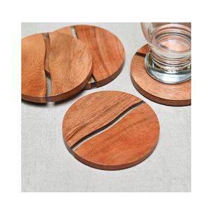Juego de Posavasos Redondos de Madera Rústicos Hechos a Mano |   Portavasos Naturales para Mesa de Centro, Restaurantes y Decoración del Hogar - Product Image 5