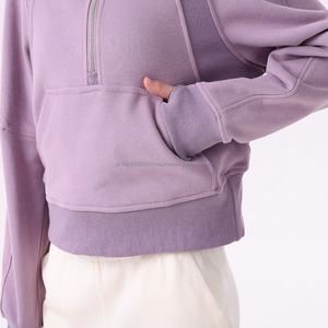 Nouveau sweat à capuche zippé pour femme, coupe ajustée, 100 % coton, séchage rapide, polaire, pour le sport, le fitness, les activités de plein air et le yoga, grandes tailles - Product Image 6