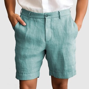 Shorts en coton-lin de qualité supérieure à séchage rapide, nouvelle sortie, couleur verte, pour hommes, design personnalisé, shorts de bain pour hommes, shorts de loisirs - Product Image 2