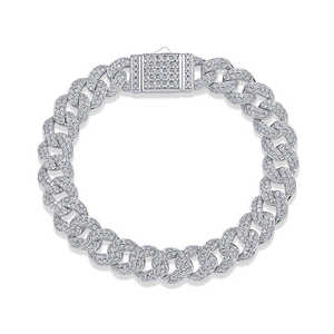 VVS Moissanite or blanc diamant rond 12mm Bracelet à maillons cubains Bracelet à maillons cubains en diamant pour hommes en argent sterling 925 - Product Image 5