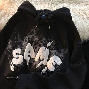 Women's Casual Winter Pullover Long Sleeve Hooded Sweatshirt Eco-Friendly Breathable Fleece Knitted Washed Front Logo Couple - Product Image 5