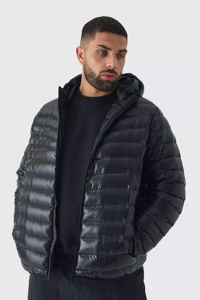 Doudoune à capuche de grande taille de haute qualité en noir, coupe-vent en duvet, vestes d'hiver à bulles personnalisées en polyester pour hommes - Product Image 3