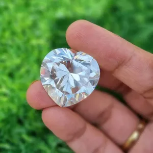 เพชรโมอิสรูปหัวใจสีขาว VVS พลอยเหลี่ยมเพชรพลอยใสขนาด20มม. สำหรับทำเครื่องประดับจี้และแหวนฮิปฮอป - Product Image 5