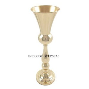 Heavy Duty Metal Color plata acabado diseñador único boda centro de mesa decorativo trompeta jarrón de la India en el precio más bajo - Product Image 3