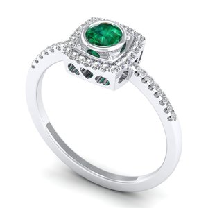 แหวน REYES Timeless ทองคำแท้ 14K ประดับด้วยมอสซาไนต์ GRA Certified ทรงกลมเจียระไนแบบบริลเลียนท์ น้ำหนัก 0.25 กะรัต พร้อมพลอยสีเขียวมรกต - Product Image 2