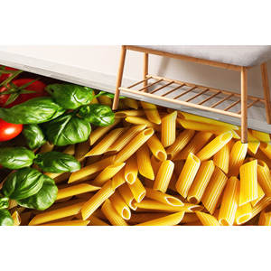 Tapis imprimé - Design moderne avec motif pâtes italiennes et tomates, tapis en chenille - Product Image 2