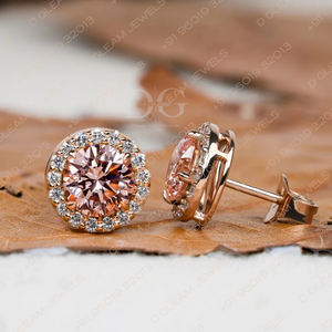 Boucles d'oreilles clous tendance pour femme en argent sterling avec halo de moissanite rose de 2,51 carats, idée cadeau pour mariage chrétien ou anniversaire - Product Image 6