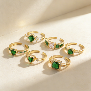 Anillo QIKU Vintage de Compromiso a la Moda con Piedras Preciosas y Circón, Chapado en Oro de 18K sobre Cobre para Mujeres, Hombres y Niños - Product Image 1