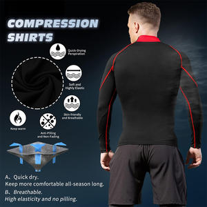 Camisa de compresión atlética de manga larga ligera para hombre, capa Base de entrenamiento que absorbe la humedad con logotipo personalizado para gimnasio, estampado de talla grande - Product Image 3