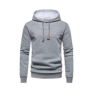 เสื้อสเวตเตอร์แบบสวมหัวมีฮู้ดสำหรับผู้ชายเสื้อสเวตเตอร์แบบสวมศีรษะมีฮู้ดสำหรับฤดูใบไม้ร่วงผ้าคอตตอนแขนยาวเข้ารูปปักดีไซน์ให้ความอบอุ่นสีพื้น - Product Image 1