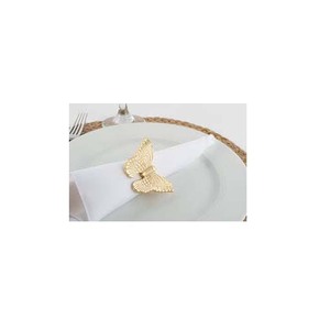 Rond de serviette de table de créateur en métal massif poli doré avec motif papillon Vaisselle de mariage de haute qualité Rond de serviette en vrac - Product Image 1