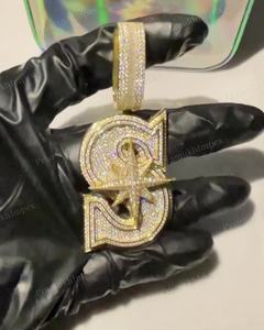 Pendentif Hip Hop en argent sterling plaqué or avec lettres S et ailes en moissanite VVS, bijoux de luxe pour les rappeurs, vente chaude - Product Image 1