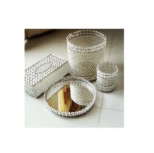 Metal Crystal Beaded Tissue Box Rectangle Shape Handmade Designer Napkin Holder Hot Sale Decorative Fancy Tissue <b>Dispenser</b> - Product Image 4