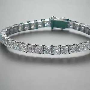 Beautiful VS1 <b>20</b> Carat Moissanite Tennis Bracelet 925 Sterling Silver Rhodium Plated Chain Link Unisex Jewelry Party <b>Wedding</b> - Product Image 2