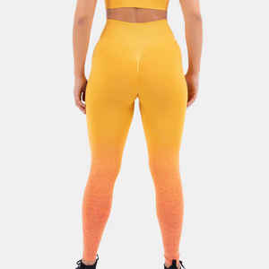 Leggings de yoga taille haute de vente chaude tissu tricoté respirant sur mesure avec pantalon de yoga à motif solide imprimé de logo personnalisé - Product Image 2