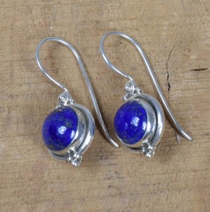 Mode féminine 925 boucles d'oreilles en argent Sterling massif Lapis Lazuli pierres précieuses balancent bijoux en argent pour les filles - Product Image 2