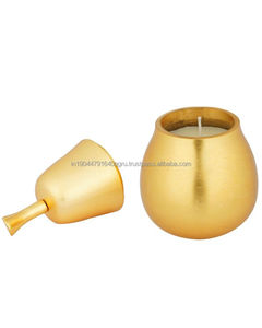 High Quality Handmade Gold Pear Shaped Wax Filled Metal Candle Wholesale - Product Image 1