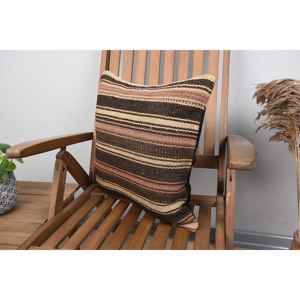 Oreiller Kilim en laine marron 18x18 pouces coussin à motifs moelleux de luxe tissé plume d'impression carrée Vintage pour la literie de noël - Product Image 3